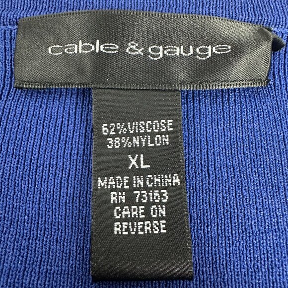 Cable & Gauge Womens Blue V-Neck Long Sleeve Top Size XL Viscose/Nylon - Picture 3 of 4